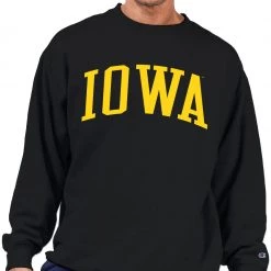 Champion Men's Big & Tall Iowa Hawkeyes Black Reverse Weave Crew Sweatshirt For Men