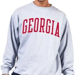 Champion Men's Big & Tall Georgia Bulldogs Grey Reverse Weave Crew Sweatshirt For Men