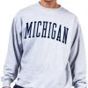 Champion Men's Big & Tall Michigan Wolverines Grey Reverse Weave Crew Sweatshirt For Men