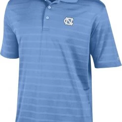 Champion Men's North Carolina Tar Heels Carolina Blue Textured Stripe Performance Polo For Men