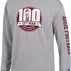 Champion Men's Texas A&M Aggies Grey ‘12th Man' Centennial Long Sleeve T-Shirt For Men