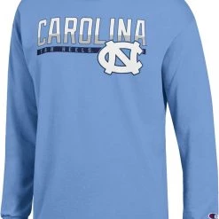 Champion Youth North Carolina Tar Heels Carolina Blue Long Sleeve Jersey T-Shirt For Men