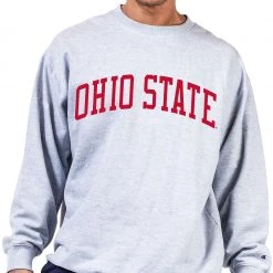 Champion Men's Big & Tall Ohio State Buckeyes Gray Reverse Weave Crew Sweatshirt For Men