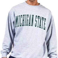 Champion Men's Big & Tall Michigan State Spartans Grey Reverse Weave Crew Sweatshirt For Men