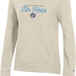 Champion Women's North Carolina Tar Heels White University 2.0 Pullover Crew Sweatshirt For Women