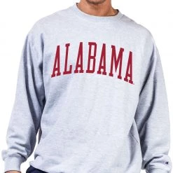 Champion Men's Big & Tall Alabama Crimson Tide Grey Reverse Weave Crew Sweatshirt For Men