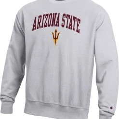 Champion Men's Arizona State Sun Devils Grey Reverse Weave Crew Sweatshirt For Men