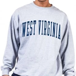 Champion Men's Big & Tall West Virginia Mountaineers Grey Reverse Weave Crew Sweatshirt For Men